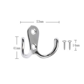 Yesmin 6 Pcs Double Prong Robe Hooks, Dual Coat Hooks Wall Mounted Hanging Clothes for Bathroom Bedroom Door Wall Retro Metal Cloth Hanger Double Coat Hooks with 8 Screws-Sliver