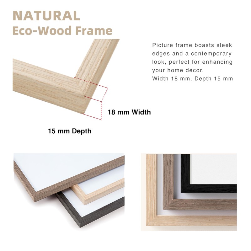 TONES FRAME DESIGN 5x7 Picture Frame Matted to 4x6 Natural