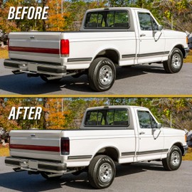USR 87-89 F150 Pickup Tail Light – Tail Lamps (Left + Right) Pair - Compatible with 1987-1989 Ford F-150 / F250 / F350 Superduty Pick Up Truck and Bronco SUV All Models (DARK SMOKE RED TAIL LIGHTS)