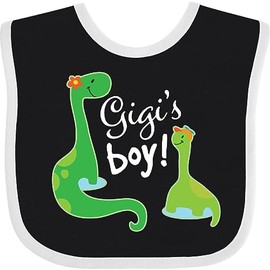 inktastic Gigi Boy Grandson Dinosaur Baby Bib Black and White 2b26f
