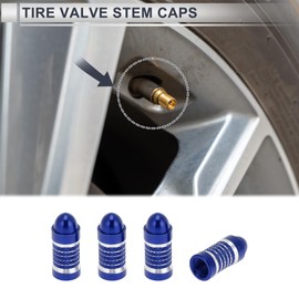 RATCHROLL 4 Pcs Tire Valve Stem Caps Decorative 7x27mm Tyre Valve Dust Covers Round Head Style Blue Aluminum Alloy