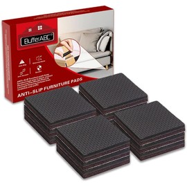 BufferABC Non Slip Furniture Pad Floor Grippers, 2'' Anti-Skid Hardwood Floors Protectors for Furniture Legs, 12pcs Round Self Adhesive Rubber Furniture Feet Couch Stoppers for Keep Furniture in Place