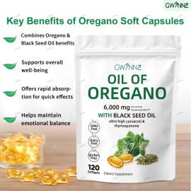 Gwynne Micro Ingredients Aceite De Orégano Cápsulas Oil Of Oregano Blandas 6000mg Por Dosis 120 Cápsulas