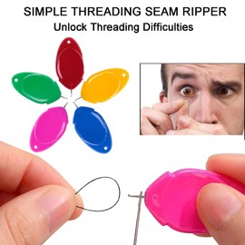 100 PCS Needle Threaders for Hand Sewing,Plastic Wire Hook Simple Threader Tool, Small Needle Eye,for Craft Work,Hand Sewing, Sewing Machine Crafting, Needlework and Cross-Stitch,5 Colors