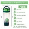Shaker Mezclador Awvuq 700ml Verde Con Filtro Proteína Gimnasio Libre
