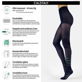 CALZITALY Support Tights with Strong Compression 10 mm/Hg, Fine Compression Tights Women, S, M, L, XL, Black, Skin Colour, Blue, 70 DEN, Made in Italy, 1 x Blue