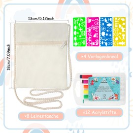 Bags for Painting for Children, Pack of 8 Bags Painting Children's Birthday, Fabric Bags for Painting, Fabric Bags for Painting, Textiles for Painting, Shoulder Bag Children DIY Painting Stencils,