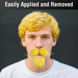 WILDREEDS Yellow Fake Mustache, Self Adhesive Fake Mustaches, Novelty Realistic Facial Hair for Cosplay Costume and Festival Party