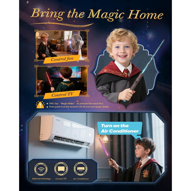 Pussan Wizard Spell Wand for Kids with Voice-Control & 5