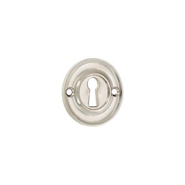 Infinity Decor Solid Brass Vintage Style Slimline Standard Escutcheon Door Lock Keyhole Cover for Front Doors 42mm (Polished Nickel)