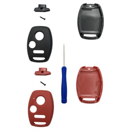 HERKIOCIO Remote Car Key Fob Cover Case Replacement fit for Honda CR-V Odyssey Accord Crosstour Civic CR-Z Fit Keyless Entry Key Fob Shell (3 Button Black+Red)