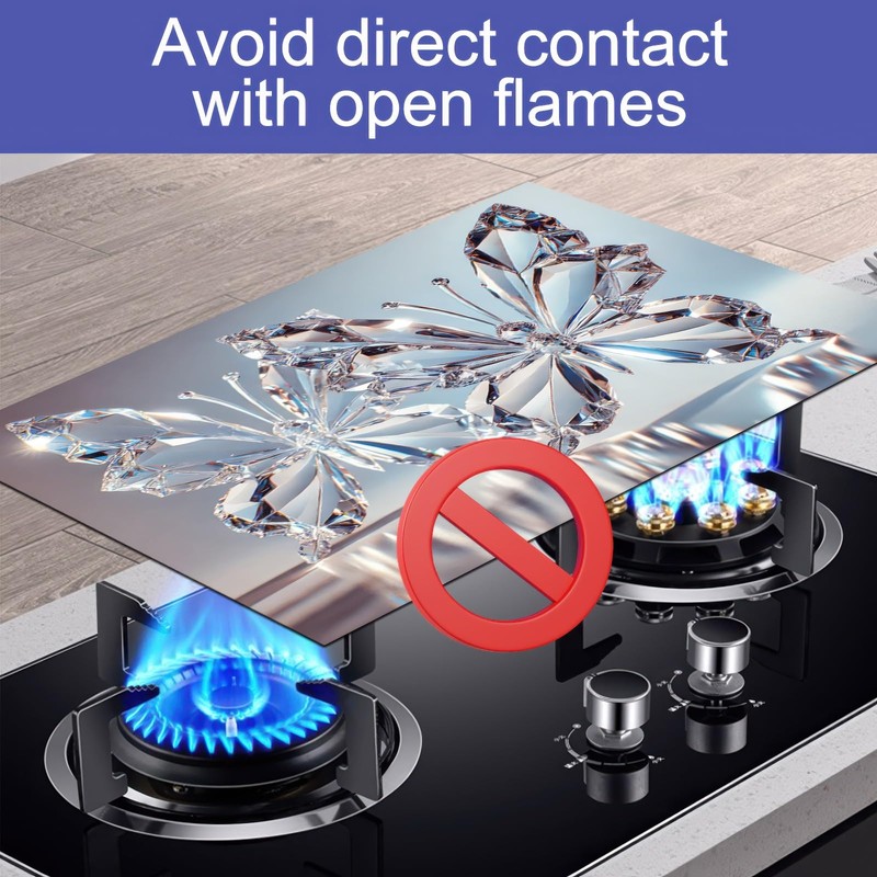 HOMETITUTE Stove Top Cover 28x20 Crystal Butterfly Heat Resistant Mat