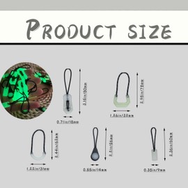 25 Pcs 5 Styles Luminous Zipper Pulls, Glow in The Dark Detachable Tags, Extension Repair Accessories for Backpacks, Luggage, Jackets, Tent, Coat and Outdoor Camping