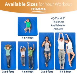 Foamma Gymnastics Mat - 4" x 3 ft x 8 ft, Blue Landing Mat for Kids and Adults, Wrestling Mat with Waterproof Cover, High-Density Tumbling Mat, Gymnastics Equipment for Indoor and Outdoor