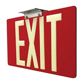 Glow-in-The-Dark Exit Sign Red - UL924 Listed - Single-Sided - Suspended Ceiling T-Bar Mount - 75-Foot Viewing Distance