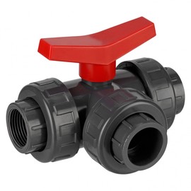 REKUBIK PVC-U 3-way ball valve T-bore 3x 1/2 inch female thread, white