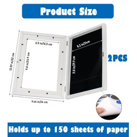 Pack of 2 Art Photo Frames for Children, A4 Hinged Wooden Picture Frame, Front Opening for Artworks, Fillable Photo Frame for Opening, Ideal for Art Projects, Children's Drawings, School, Home or