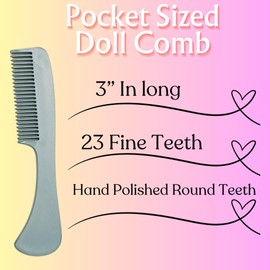 G.B.S Unbreakable Doll Comb Set for Grooming - Fine Toothed Combs, Small Pocket Size Design, For Styling and Detangling Doll Hair or Wig Gray(Pack of 3)