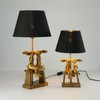 LAZHUG Kissing Bunny Lamp, H16in Gold Resin Rabbit Table Lamp,