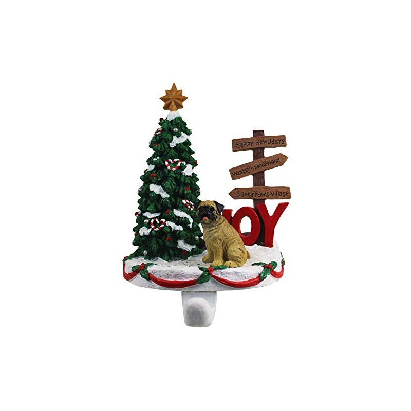 DogLoverStore Pug Stocking Holder Hanger Fawn