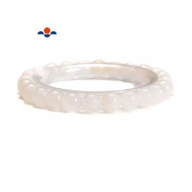 Unbranded White Agate Smooth Round Bracelet Size 6.5-7mm 7.5'' Length (6.5-7mm)