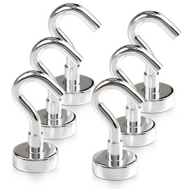 Magnetic Hooks 40 LBS (Pack of 10) - Heavy Duty Neodymium Magnetic Outdoor Hooks for Cruise Cabins - Strong Rare Earth Magnets for Hanging on Refrigerator, Ship Essentials for Hanging String Lights