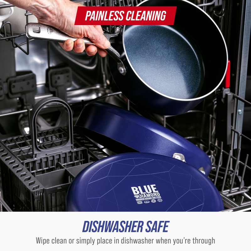 Blue Diamond 11 Piece Cookware Set, Diamond Infused PFAS &