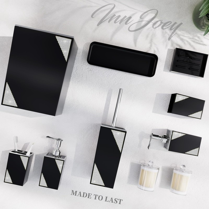 InnJoey Black Bathroom Accessories Set - Luxurious Bathroom Accessory Decor