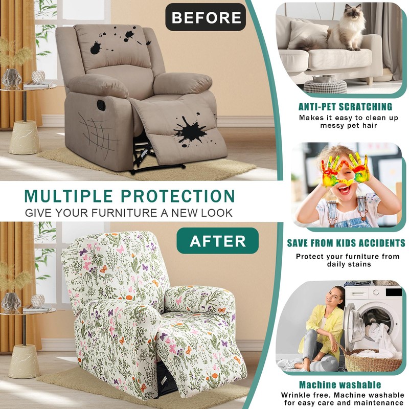 NILUOH Recliner Covers 4 Pieces Stretch Lazy Boy Recliner Chair