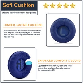 Actpe Earpads für JBL Tune 600 BTNC 500BT T450 Ersatz-Ohrpolster mit Proteinleder und Memory-Schaum für JBL Tune T450BT 500 JBL JR300 Kopfhörer, blau