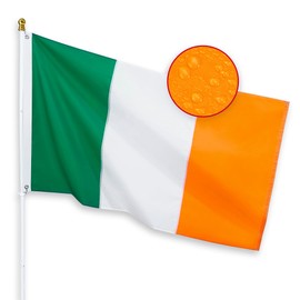 Ireland Flag 3x5 Feet for Outside - Heavy Duty Nylon, Sewn Stripes, Fade Proof, Longest Lasting - Irish National Flag 3 X 5 FT with Brass Grommets Party Festival Indoor and Outdoor Decor