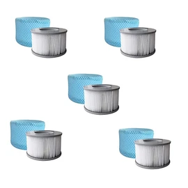 SHATCHI Twin Pack Latest 90 Pleats Filter Cartridges B0303499 with Protective Net Mesh Cover Strainer Pool Bubble Spa Accessories for Mspa Hot Tubs