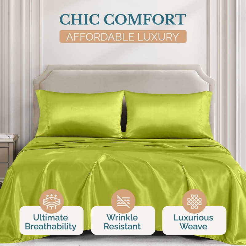 Casa Platino Queen Size Satin Sheets - Smooth Satin Sheets