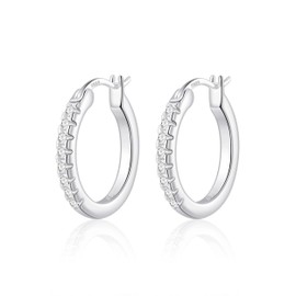 Philip Jones Sterling Silver Crystal Hoop Earrings Created with Zircondia® Crystals