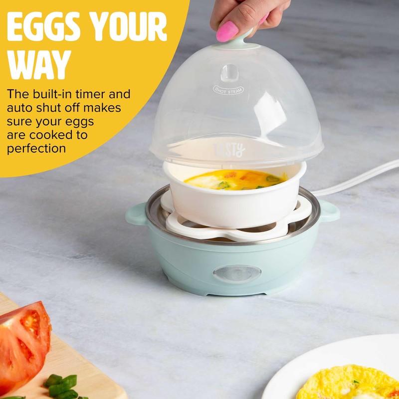 Tasty Mini Rapid Egg Cooker, 5-Egg Capacity for Perfect Hard