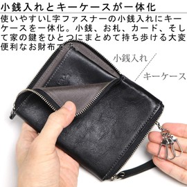 Kawashokun LEATHER FACTORY Kawashokun Governor (Governor) Coin Purse Key Case Wallet L-Zip Zipper Coin Case Men's Double Zipper Key Key Fits L-Shape Genuine Leather Tochigi Leather Key Fits L-Zip