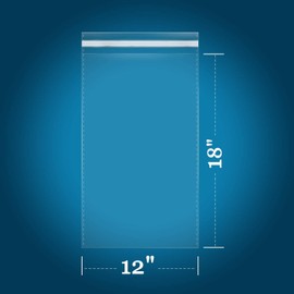 iMailer 200 Count - 12" x 18" Self Seal Clear Cello Cellophane Resealable Plastic Poly Bags for Clothing, T-Shirts, Pants