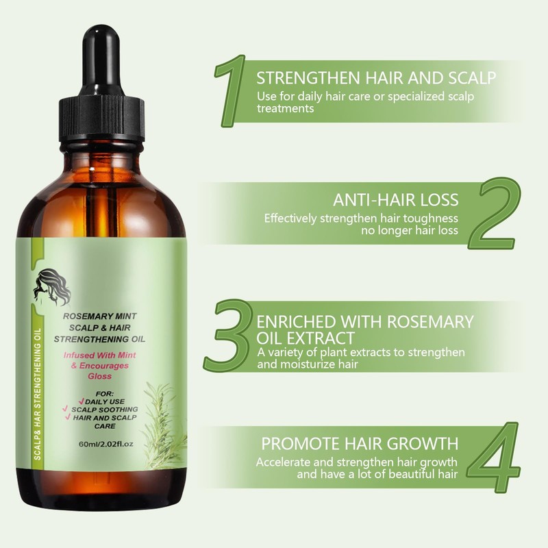 Capgoost Rosmarinöl Haare 60ML, Rosemary Oil for Hair, Haarpflegeöl mit