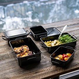 Riess, 2183-022, Mini Baking and Serving Dish 23 x 15 x 5 cm, Black Enamel LW28.8 x 15.3 x 5.1 cm, Weight 0.456 kg, Country of Origin Austria, Enamel Baking Mould, Enamel Cookware, Mini Casserole Dish