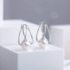 Pearl Hoop Earrings Sterling Silver Pearl Earrings Drop Pearl Leverback