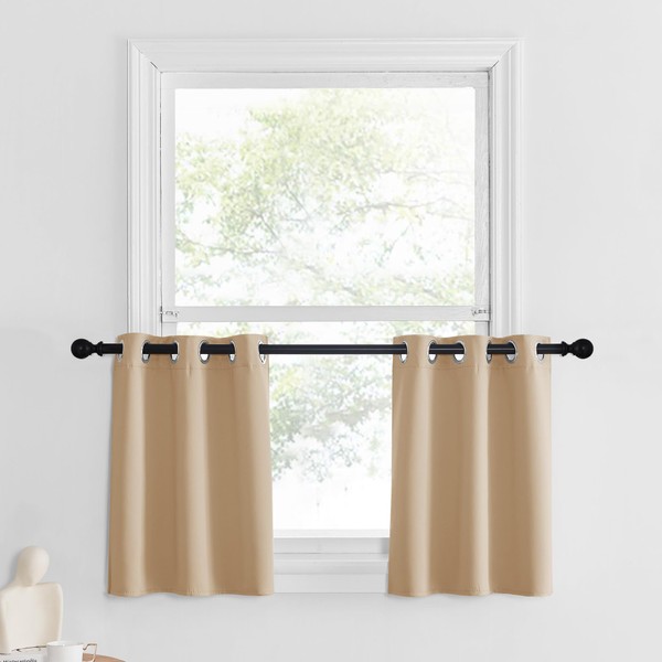 NICETOWN Farmhouse Blackout Kitchen Tiers Curtains 24 Inch Length for