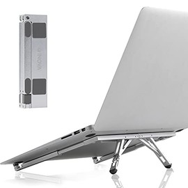 INOVA Laptop Stand, PC Stand, Tablet Stand, Foldable, Lightweight, Adjustable Angle, 3 Levels, Load Capacity 17.7 lbs (8 kg), Anti-Slip, Aluminum, 3R Systems, Silver