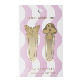 DesignWorks Ink Set of 2 Brass Page Tabs - Mushrooms & Butterfly