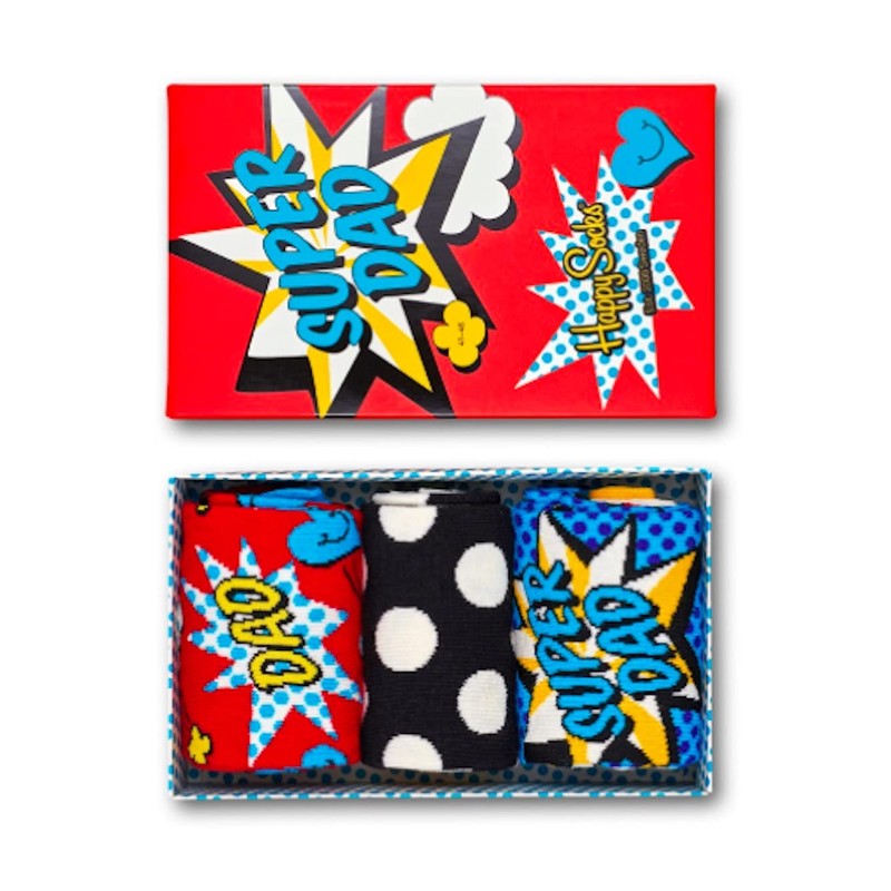 Happy Socks Super Dad Father's Day Gift Box 41-46, blue