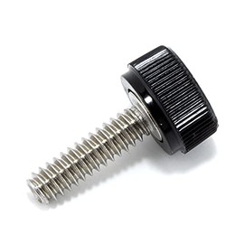 #6-32 x 1/2" Thumb Screw Stainless Steel - Black Knurled Round Plastic Knob - Standard/Coarse Thread Thumbscrew - Length: 0.500" - Proudly Built in USA - Package of (10)