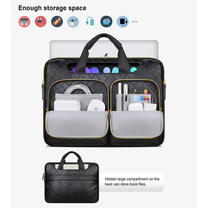 Lacdo 360° Protective Laptop Shoulder Bag, 16 inch Laptop Bag