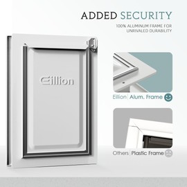 Eillion Medium Dog Door for Door, Doggy Door with Aluminum Frame, 3 Flaps, Metal Closing Panel and Lock, Pet Doggie Door for Interior and Exterior Doors