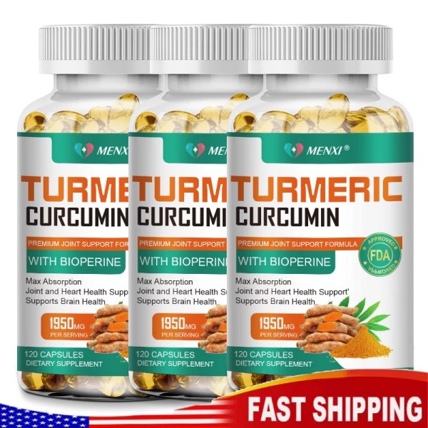MENXI Turmeric Curcumin 1950mg – 360 Capsules with Ginger and