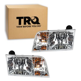 TRQ TRQ 2 Piece Headlight Assembly Set Driver & Passenger Side Compatible with Ford Crown Victoria 1998-2011 FO2502146 FO2503146 FO2502200 FO2503200 4W7Z13008A 4W7Z13008B YW7Z13008BA YW7Z13008CA