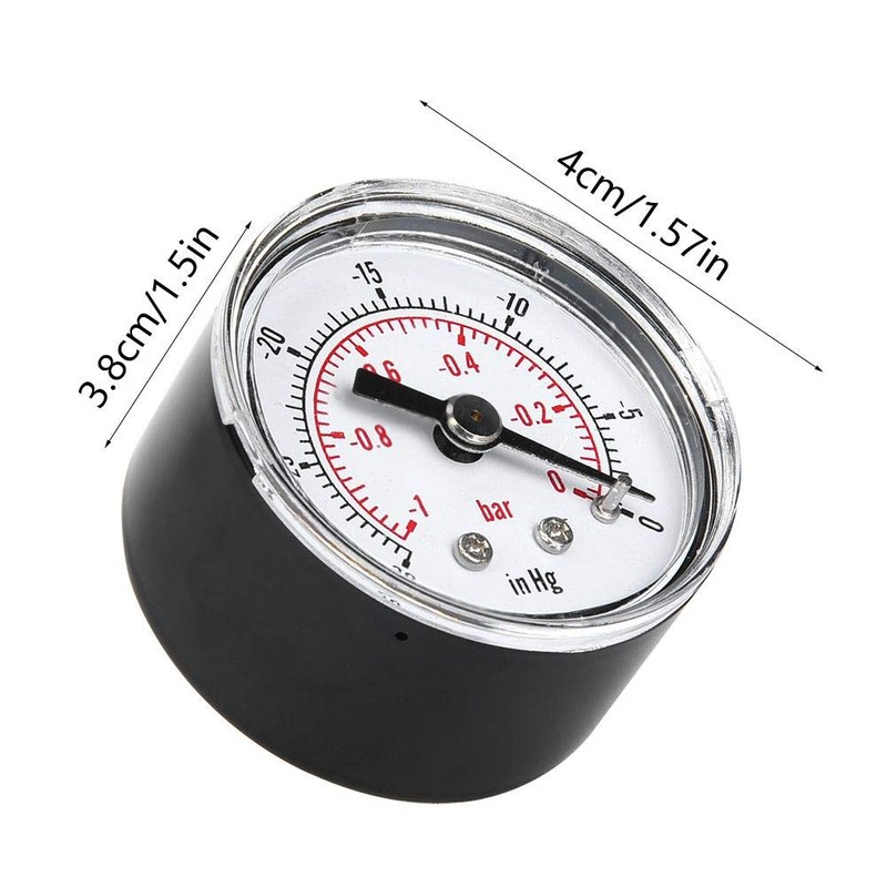 Axial Pressure Gauge Back Mount 1/8" BSPT Industrial Vacuum Pressure